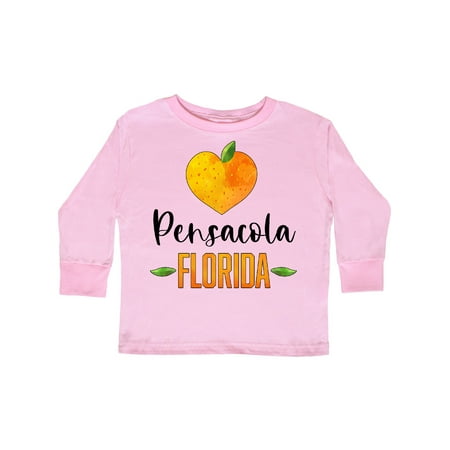 

Inktastic Pensacola Florida Orange in Heart Gift Toddler Boy or Toddler Girl Long Sleeve T-Shirt