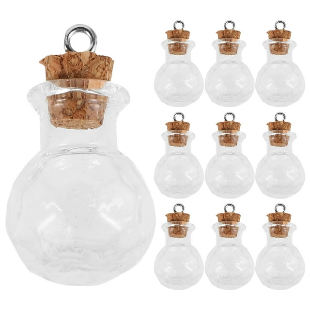 10 Uds Mini botellas de vidrio con tapones de corcho DIY manualidades Mini botellas de lavado colgantes dijes
