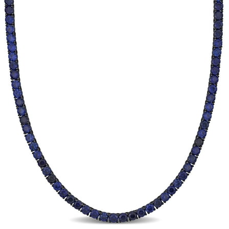 Everly Men's Created Sapphire Sterling Silver Tennis Necklace