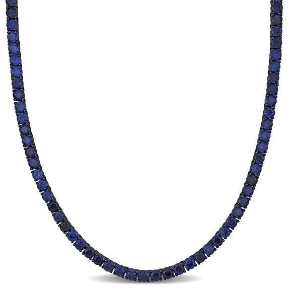 Everly Men's Created Sapphire Sterling Silver Tennis Necklace