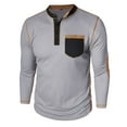 thumbnail image 4 of Afuyipoi Long Sleeve T-shirts Mens,with Pockets Round Neck Casual Pullover Shirts Gray M, 4 of 8