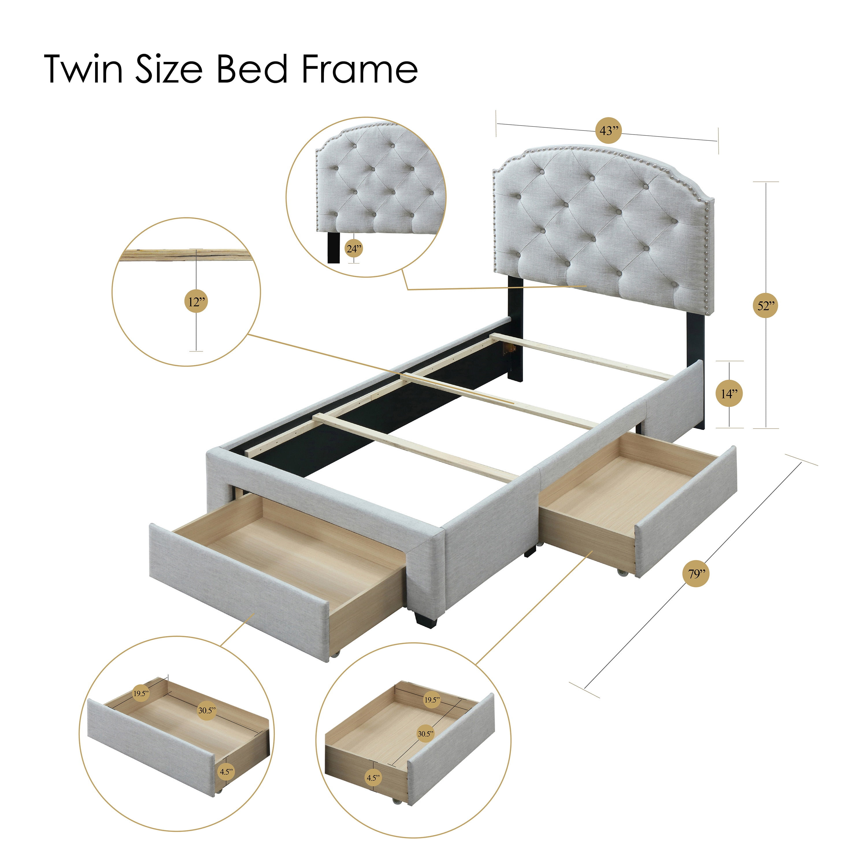 Buy DG Casa Argo Tufted Upholstered Panel Bed Frame with Storage