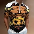 thumbnail image 2 of Psychedelic Pig Head Colorful Men Zipper T-shirt Summer Casual Short Sleeve T-shirt Top, 2 of 7