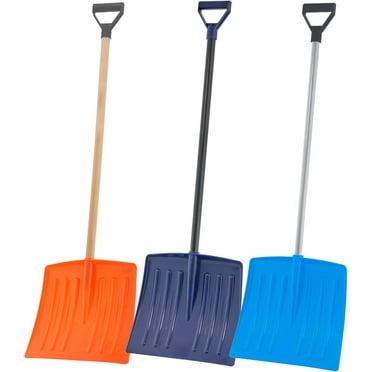 Superio Kids Snow Shovel Plastic Heavy Duty Snow Shovel for Snow Removal, Small Kids Shovel Snow Fun, Sturdy Wooden Handle, 35" Height, 12" Blade (3, Multi)