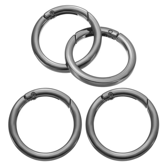 Uxcell 41mm OD Flat Trigger Spring O Rings Round Clasp Clip Snap Spring Keyrings Black 4 Pack