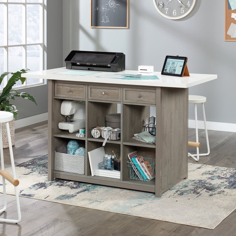 ◼️4drawers wood working table 作業台 Sauder Craft Pro Series Work Table with Drawers, Mystic Oak finish