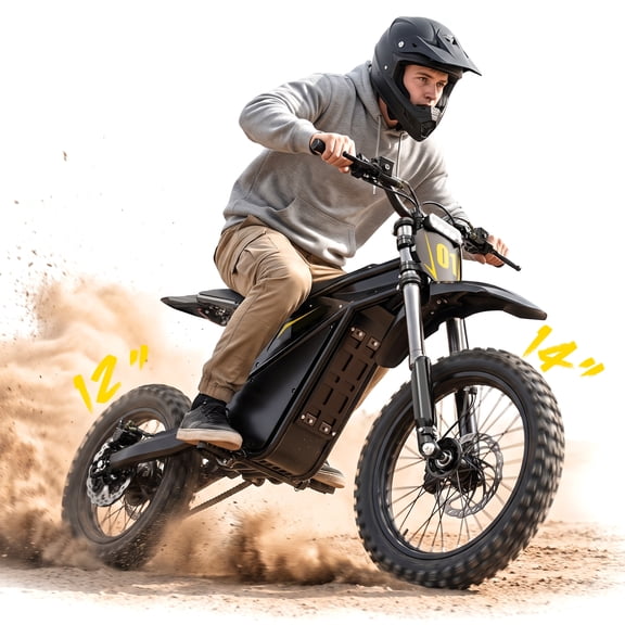 YareYi Electric Dirt Bike 4160W, 52V 26Ah Battery Max 45 Mph Motorized Dirt Bike, 14"/12" Tires, Dual Hydraulic Brakes, Age 13 