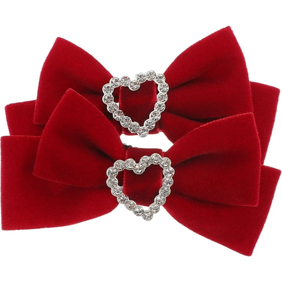 ELAYARD Red Velour Hair Bows for Teens with Ribbon Alligator Clips, 1 Pair Stylish Hair Accessories