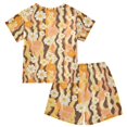 thumbnail image 2 of Flower Pattern Summer Pajama Set Soft Cotton Short Sleeve Sleepwear 2PCS Pajama Sets Breathable Lounge Set Size 14Y, 2 of 7