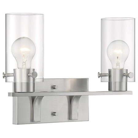 

Lachk 60/7172 Sommerset 2-Light Vanity Fixture with Clear Glass - Brushed Finish