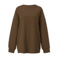 thumbnail image 4 of Hessimy Oversized Sweatshirt for Women Crew Neck Fleece Sweatshirt Casual Long Sleeve Pullover Tops Trendy Clothes(Coffee,S), 4 of 4
