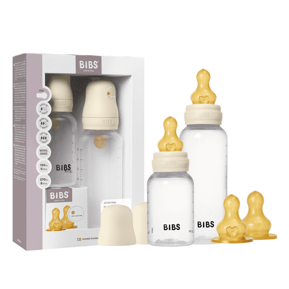 BIBS Grow & Flow Bottle Starter Kit, Natural Rubber Latex, Ivory, 5 oz & 9 oz, 2 pack