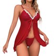 thumbnail image 1 of Ropa interior Sexy Gibobby Navidad Encaje Deep V Lencería Sin Espalda Pijamas Camisón Rojo M, 1 of 5