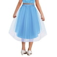 thumbnail image 2 of Sinleey Kids Girls Sparkly Irregular Hem Tulle Skirt Rhinestone Flower Decor Tutu Skirt for Pageant Prom Party Blue 6, 2 of 5
