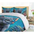 thumbnail image 4 of Ambesonne Nautical Duvet Cover Set, Diver Cat in the Ocean, King, Turquoise Multicolor, 4 of 6
