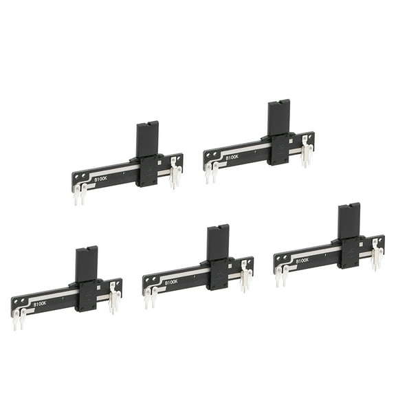 5pcs Fader Variable Resistors Mixer 50mm Straight Slide Potentiometer B100K Ohm Linear Double Potentiometer