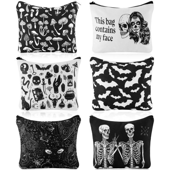 Bolsa de maquillaje Amylove Gothic Halloween, 6 unidades, para mujer