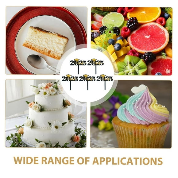 Little Cake Sprinkles Cake Toppers for Kids Birthdays 5 Piece Set Of Black And Gold Glitter 2025 Graduation Hat Paper Cupcake Decorations For The Class Of 2025 Graduation Hat Acrylic Cake Card