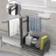 thumbnail image 3 of Soporte para esponja para fregadero, soporte para esponja con ventosa, almacenamiento para fregadero con toallero, bandeja extraíble, encimera adhesiva, soporte para esponja de acero inoxidable, óxido, 3 of 5