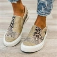 thumbnail image 4 of KAQ Women's Casual Animal Print Canvas Slip-On Flats - Raw Edge Pieced Design, Orthopedic Comfort, Low-Top Platform Sneaker Style, 4 of 5