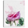 thumbnail image 2 of Pink Rose Stem with Paint Splashes - Large Floral Canvas Artwork, 2 of 3
