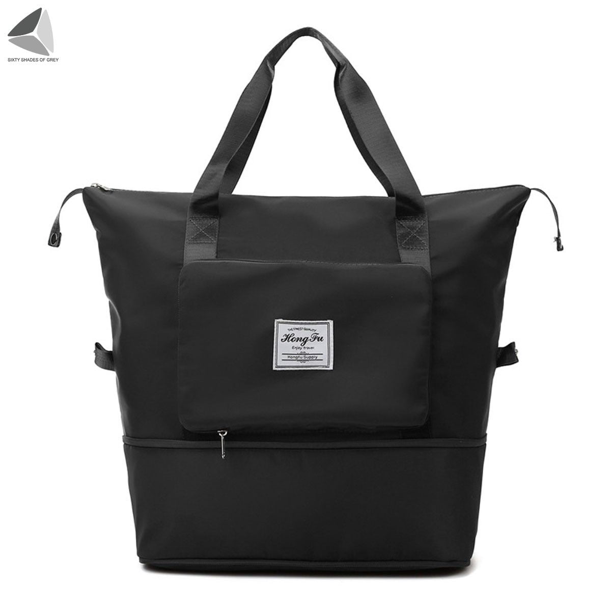 PULLIMORE Large Capacity Folding Travel Bags Waterproof Carry on Luggage Duffel Bag（Black)