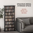 thumbnail image 3 of Black 8-Tier Media Shelf | Adjustable DVD & CD Storage Rack - 49.7" Tall | Living Room, Office & Entertainment Center Organizer, 3 of 7