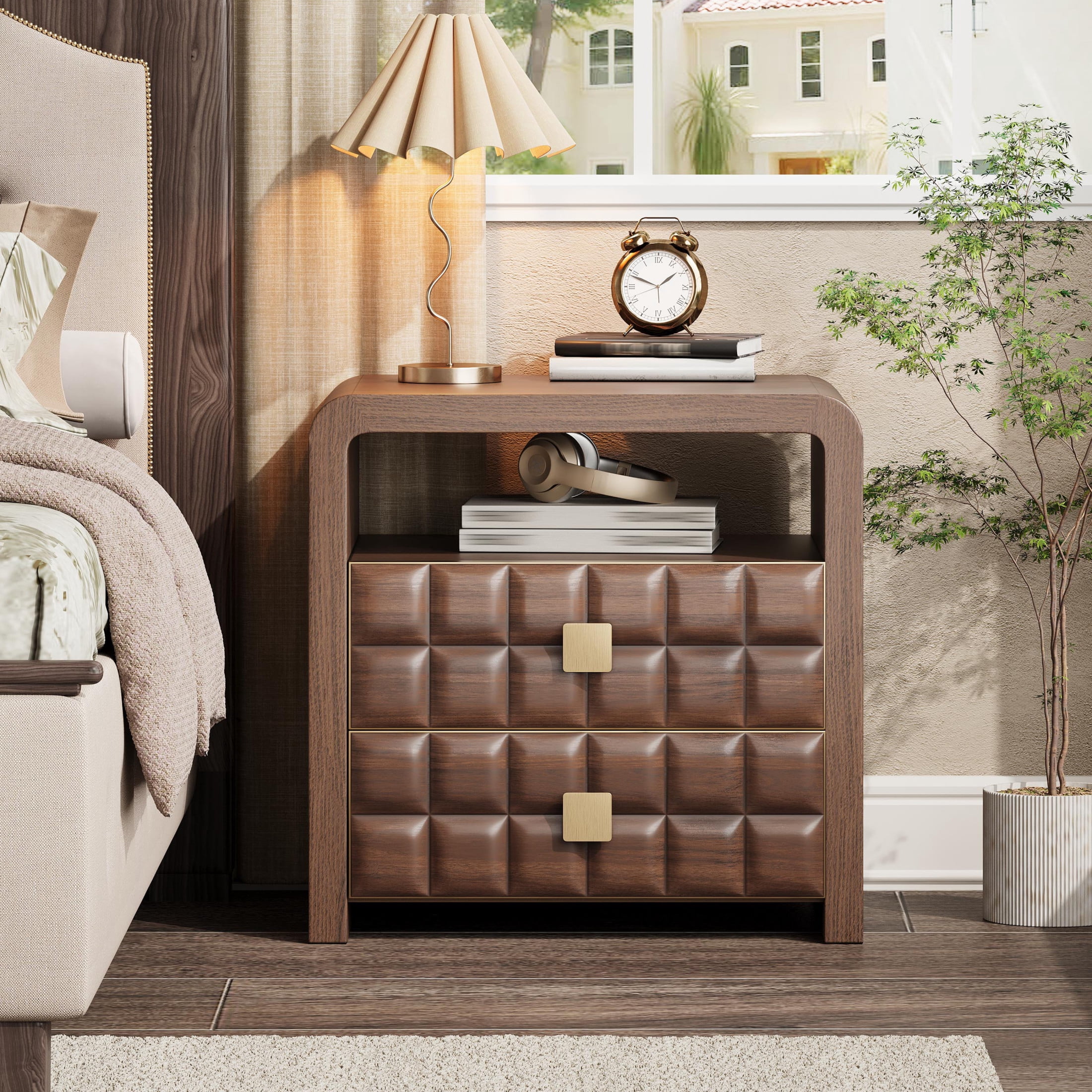 Christopher Knight Home 2-Drawer Nightstand, Modern Bedside Table
