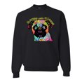 thumbnail image 1 of Pugs and Kisses Cute Dog Neon Rainbow Pug Dog Lover Unisex Crewneck Graphic Sweatshirt, Black, Small, 1 of 3