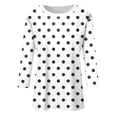 thumbnail image 5 of LISTHA Womens 3/4 Sleeve Tops Polka Dot Workout Shirts Crewneck Summer Plus Size Tunic Tops Spring Casual Blouses White L, 5 of 5
