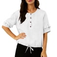 thumbnail image 2 of Stamzod Cute Tops for Women Summer Short Sleeve Shirts Dressy Casual Crew Neck Tunic Blouses Trendy 2026 White XXL, 2 of 7