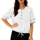 thumbnail image 2 of Camisetas de Manga Larga de Verano para las Mujeres Color Sólido Cuello Redondo Regular, Camisetas de Manga Corta de Verano para las Mujeres, 2 of 7