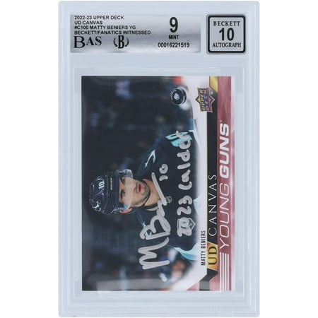Matty Beniers Seattle Kraken Autographed 2022-23 Upper Deck Series 1 Young Guns Canvas #C100 Beckett Fanatics Witnessed Authenticated 9/10 Rookie Card with "2023 Calder" Inscription - Fanatics
