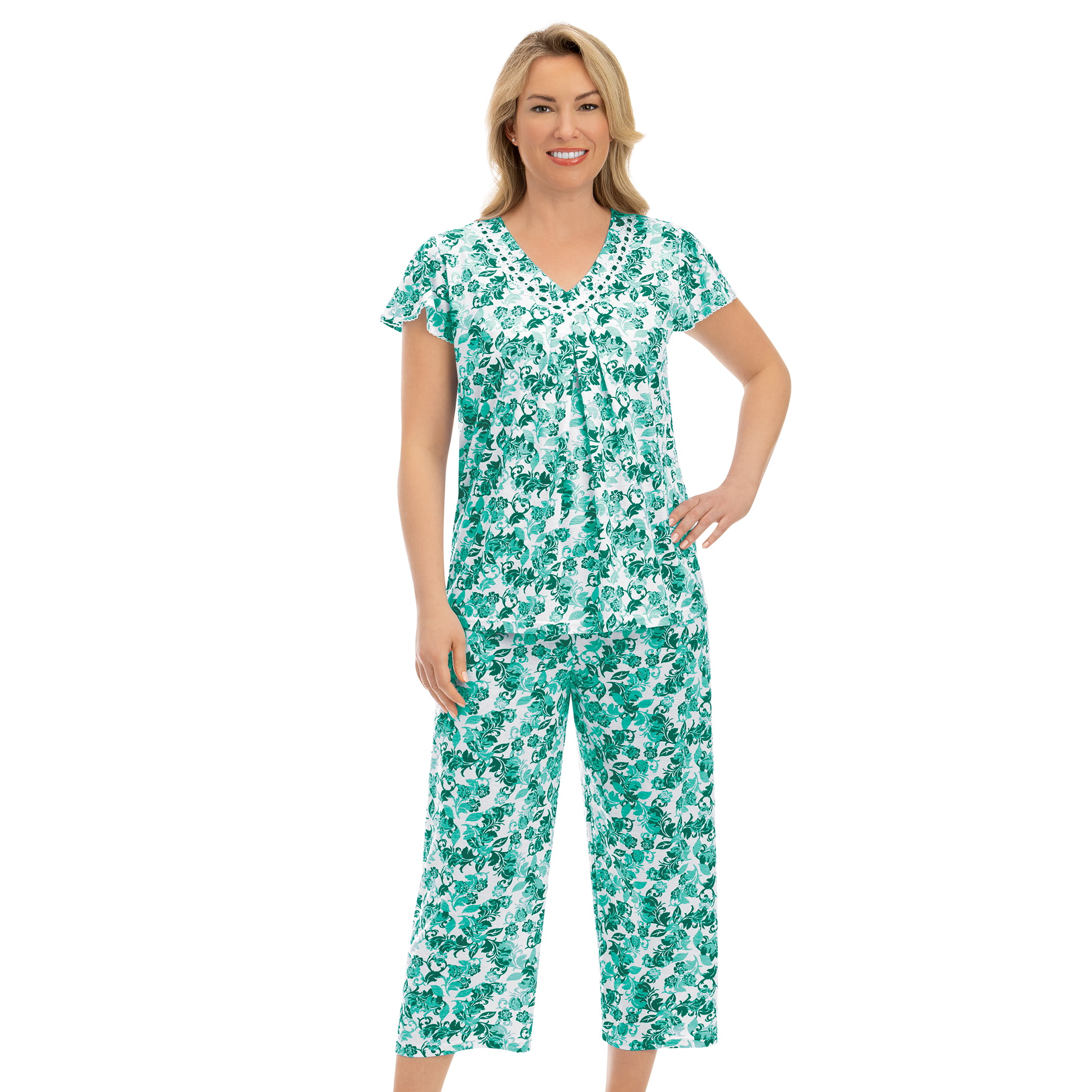 Women's Aqua Blue Tank Top and Capri Pant Lounge Pajama Set – Nyteez