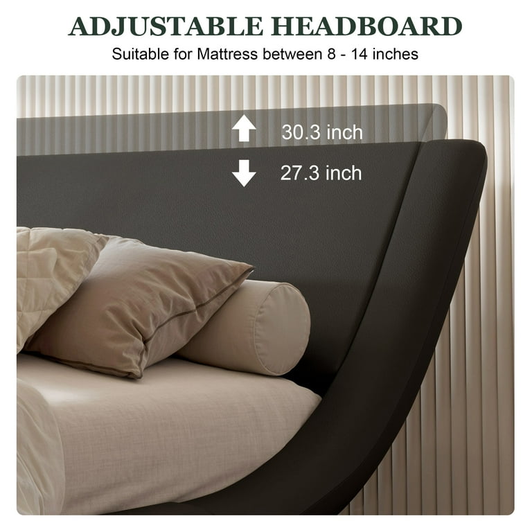 Amolife Full Size Black Bed Frame, Adjustable Headboard, No