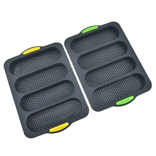 molde para pan 1 con cuatro bollos pan francés molde para pan molde para pan antiadherente fácil de liberar alimentos de silicona para el hogar desayuno para hornear (2 piezas)