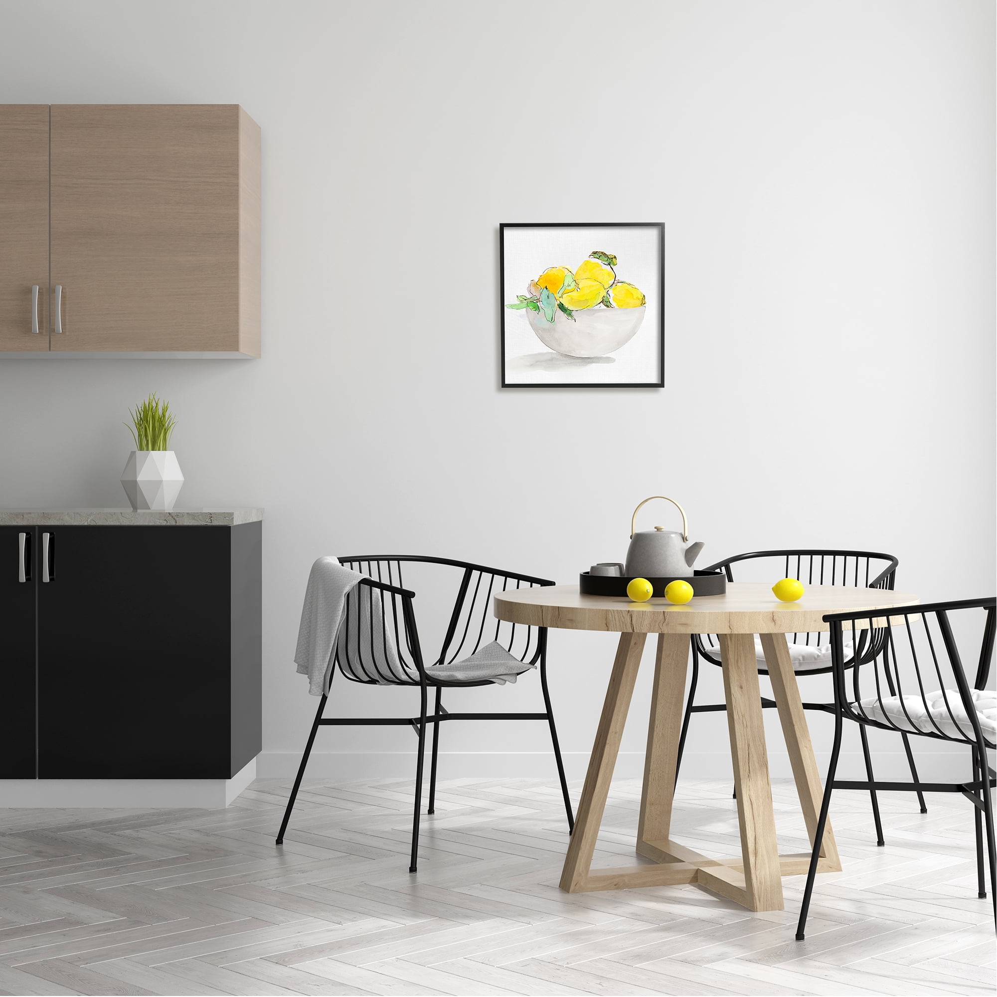 Stupell Industries Lemon Bowl Painting Food & Beverage Painting Black Framed Art Print Wall Art, 17 x 17