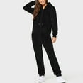 thumbnail image 2 of SZJXBUY Adult Womens Onesies Pajamas Fleece Zip Up Sherpa Jumpsuit with Drawstring Hooded Solid Pockets Loungewear Sleepwear One Piece Rompers Black,XXL, 2 of 6