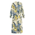 thumbnail image 5 of Xoenoiee Great Tit Lemon Flower Print Women's Nightgown Long Sleeve Sleepshirt Long Loungewear Casual Maxi Lounge Dress House Dresses Moomoo Dresses, Size M, 5 of 7