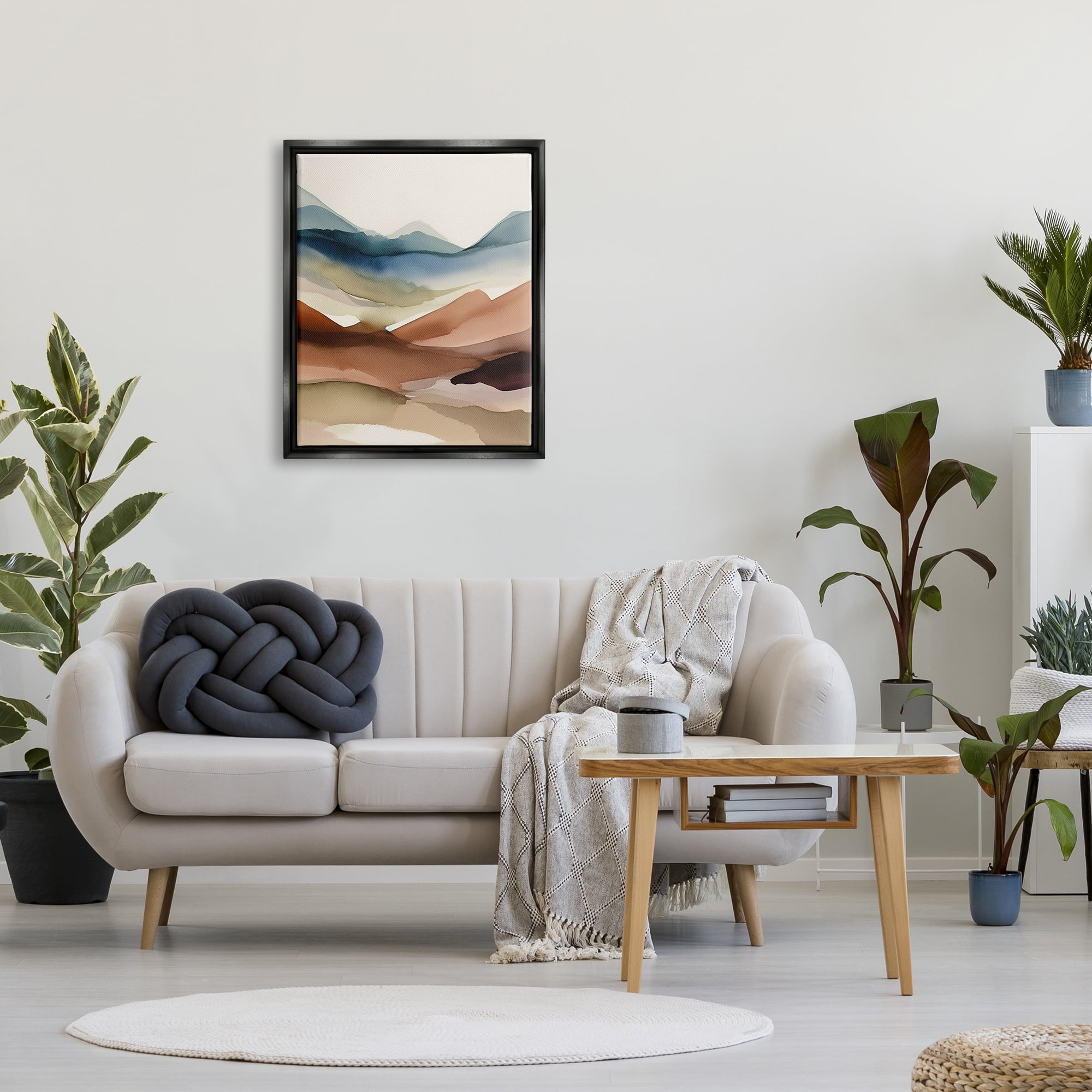Stupell Industries Abstract Desert Landscape Landscape Painting Black Floater Framed Canvas Art Print Wall Art, 25 x 31