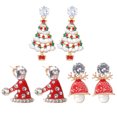thumbnail image 1 of 3 Pairs Christmas Themed Creative Oil Drip Earring Set Diamond Bell Earring, 1 of 7