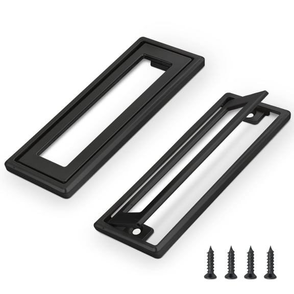 2Pcs Black Square Recessed Flush Door Pull, Handles for Cabinets and Drawers Zinc Alloy, Metal Trap Door Recessed Pull Handles Flat, Square Hatch Pull Handle for Cupboard