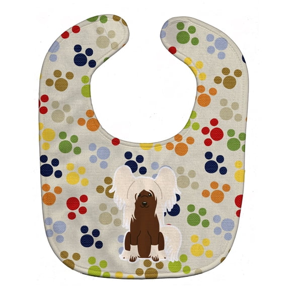 Pawprints Chinese Crested Cream Baby Bib