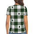 thumbnail image 3 of Fuzoiu Green White Lumberjack Plaid Print Women's V-Neck T-Shirt,Women's Short Sleeve Top, Comfortable for Work, Leisure, and Sports, 3 of 7