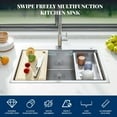 thumbnail image 4 of Kitchen Sink, 33 Inch Drop In Workstation Kitchen Sink, 16 Gauge Stainless Steel Sink Drop-In Topmount Single Bowl Kitchen Sink with Ledge and Accessories(33"X22"X10"), 4 of 8