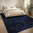 thumbnail image 3 of ODIKA Interlocking Geometric Pile Border Brushstroke Navy Large Abstract Playful for King Size Bedroom, Master Suite, Under Bed, Foldable Easy Care, 3 of 7