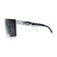 thumbnail image 6 of Polarized 80s Mens Flat Top Bold Shield Lens Rimless Skeleton Arm Sunglasses White, 6 of 8