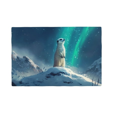 

Table Placemats Set of 4 - Winter Aurora Meerkat 12x18 In Faux Linen Double Heat Resistant Place Mats Cloth Indoor/Outdoor Placemats Washable Table Mats for Dining Kitchen Party