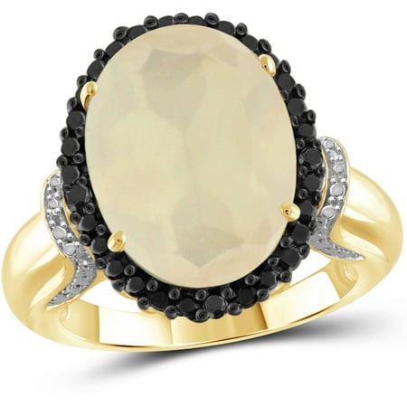 JewelersClub 8-1/4 Carat T.G.W. Moonstone and Black and White Diamond Accent 14kt Gold over Silver Ring
