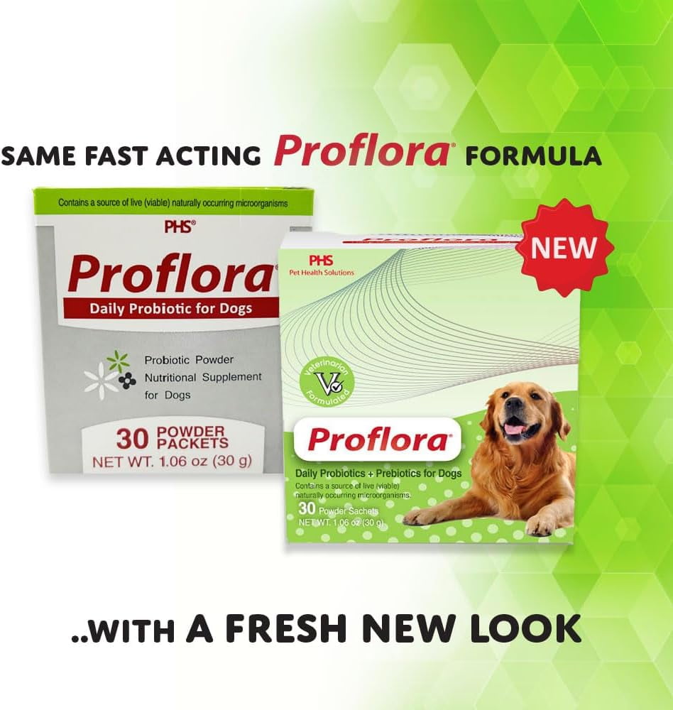 Proflora Probiotics for Dogs-Complete Gut Health & Immune Support. Easier Diet Transitions, Healthier Skin & Coat & Helps Treat Diarrhea. 30 Powder Packets